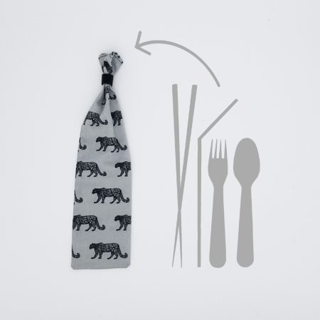 Snow leopard print reusable straw case